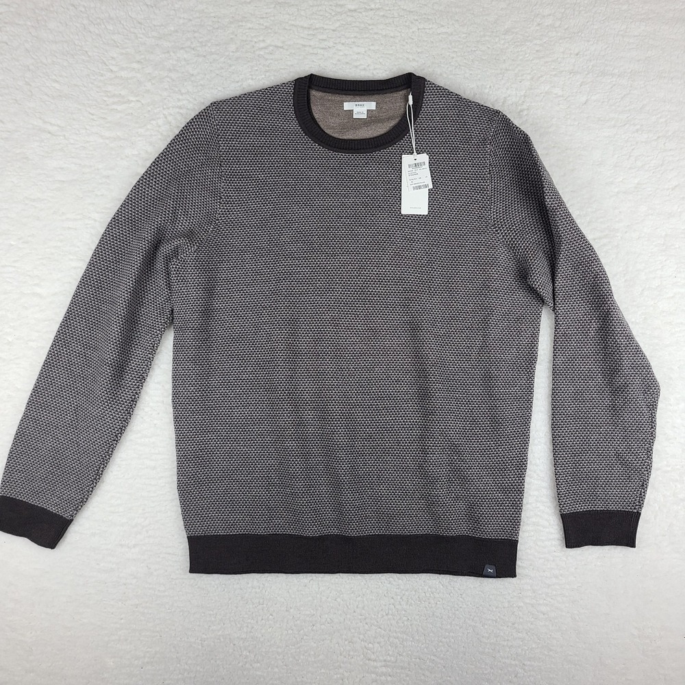 BRAX‎ Sweater Mens XL Brown Gray Crewneck Rick Sweatshirt Wool NWT NEW